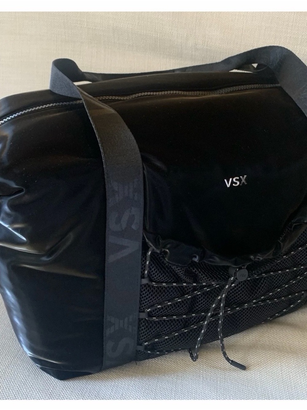 VSX Black Duffel Bag with Mesh Front Pocket!